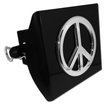 Peace Sign Emblem on Black Plastic Hitch Cover