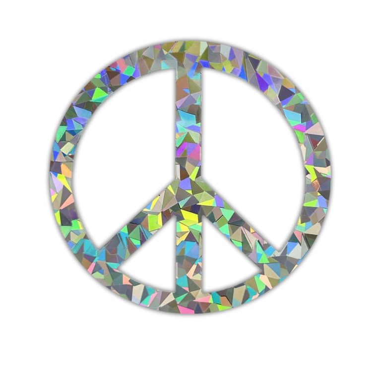 Reflective Silver Peace Sign Decal