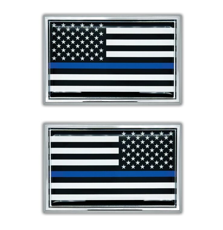 Police Flag Chrome Emblem 2-Pack