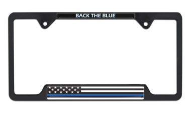 Police Flag Open Black License Plate Frame