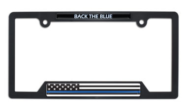 Police Flag Open Black License Plate Frame image