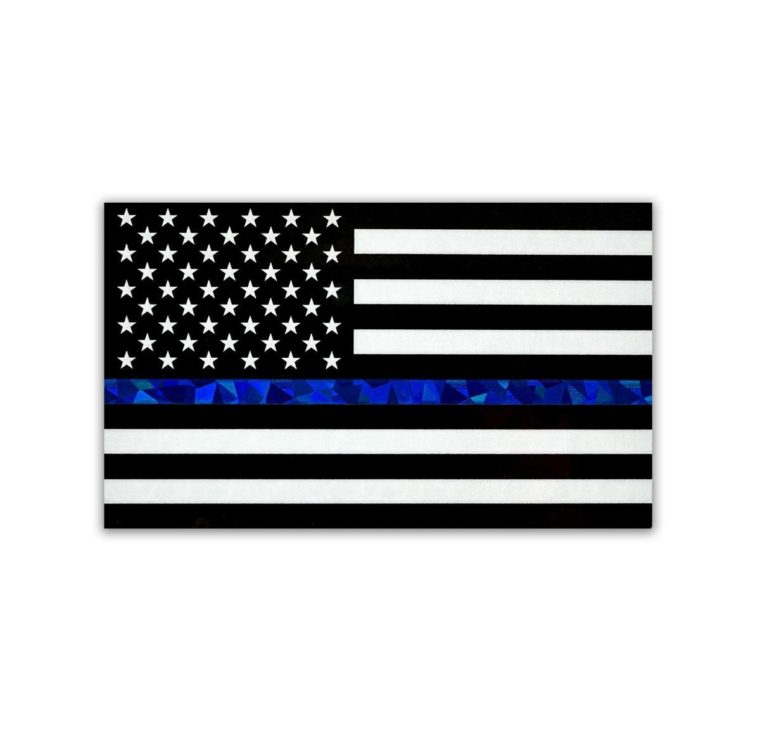 Thin Blue Line Police American Flag Reflective Decal