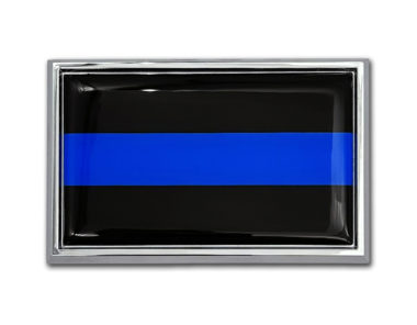 Police Thin Blue Line Chrome Metal Car Emblem image