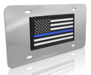 Thin Blue Line Police Flag Stainless Steel License Plate