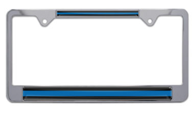 Police Blue Line Chrome License Plate Frame image
