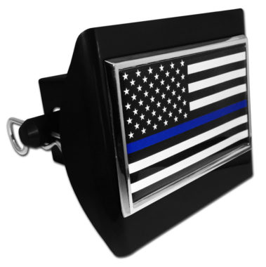 Police Flag on Black Plastic Hitch Cover image
