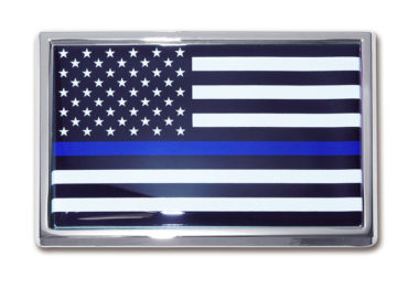 Small Police Flag Chrome Emblem image