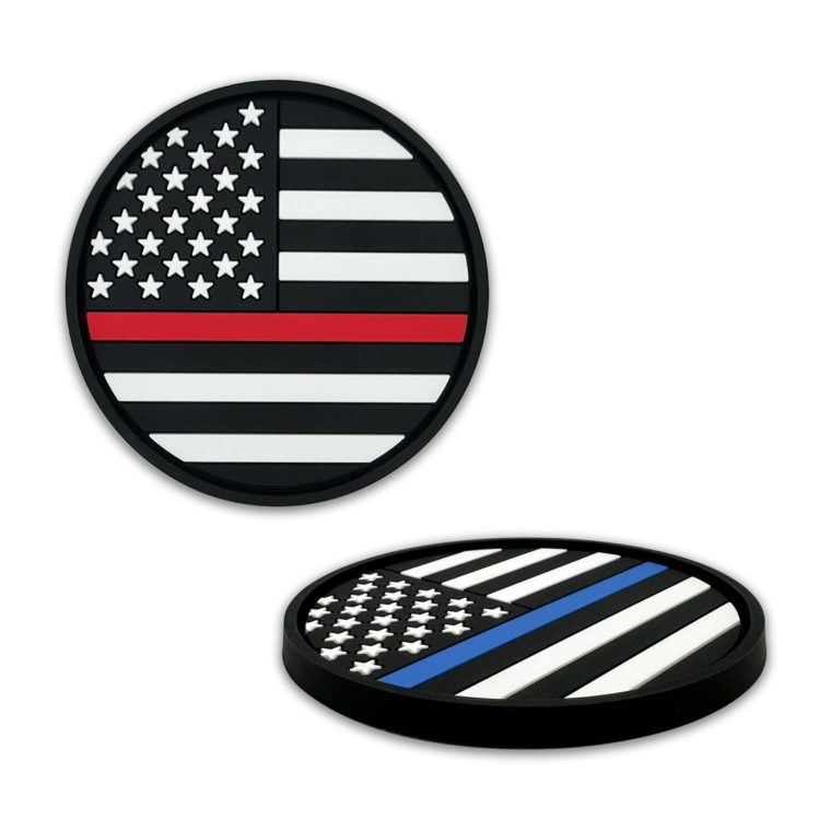 Firefighter & Police Flag Silicone Car Coasters
