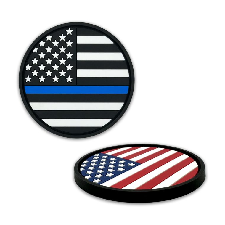 Police & USA Flag Silicone Car Coasters