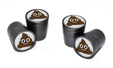 Poop Emoji Valve Stem Caps - Black image