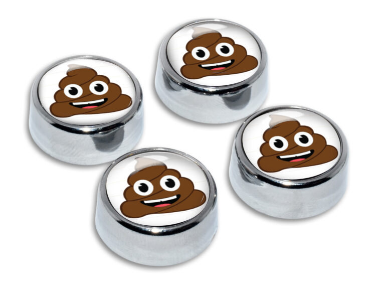 Poop License Plate Frame Screw Caps