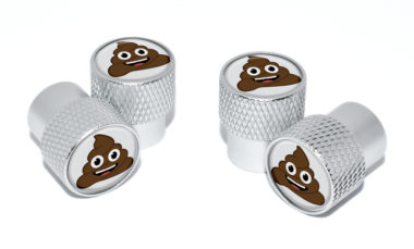 Poop Emoji Valve Stem Caps - Matte Knurling