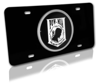 POW/MIA Emblem on Black License Plate