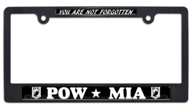 POW Black Plastic License Plate Frame
