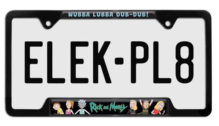 Rick and Morty Black Open License Plate Frame