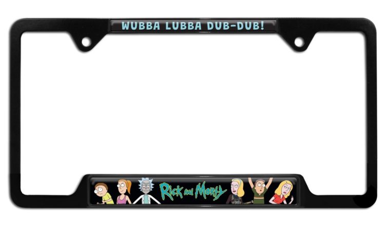 Rick and Morty Black Open License Plate Frame