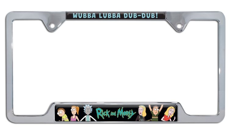 Rick and Morty Chrome Open License Plate Frame