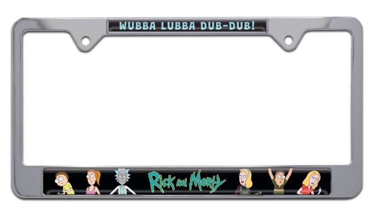 Rick and Morty Chrome License Plate Frame