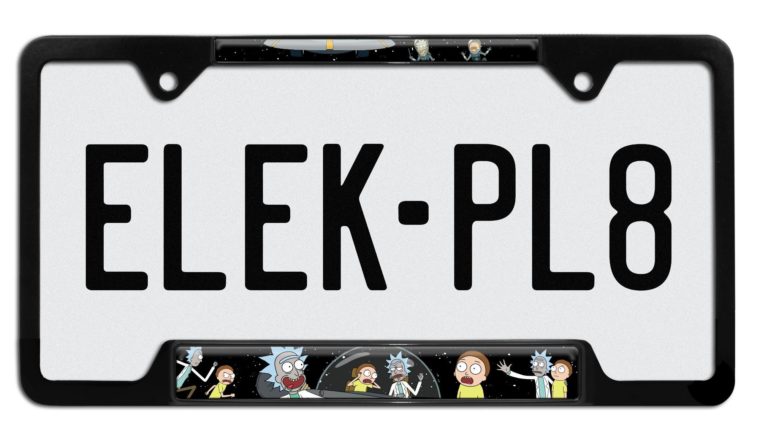 Rick and Morty Space Black Open License Plate Frame