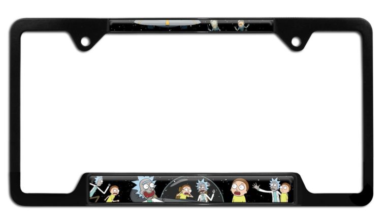 Rick and Morty Space Black Open License Plate Frame