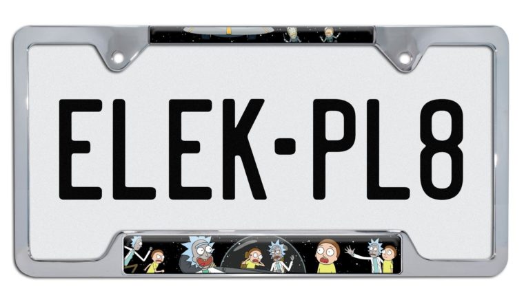 Rick and Morty Space Chrome Open License Plate Frame