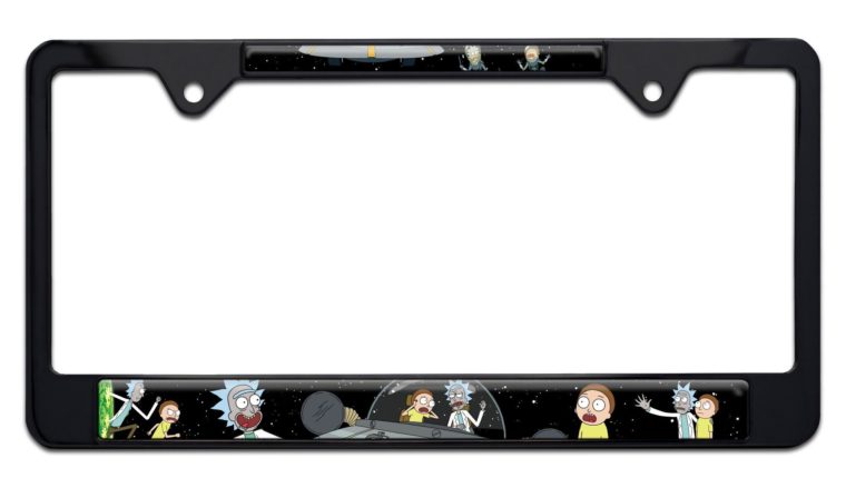 Rick and Morty Space Black License Plate Frame
