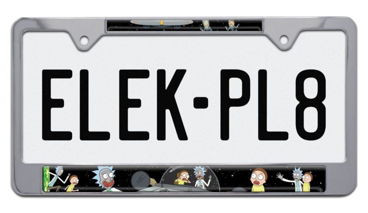 Rick and Morty Space Chrome Standard License Plate Frame