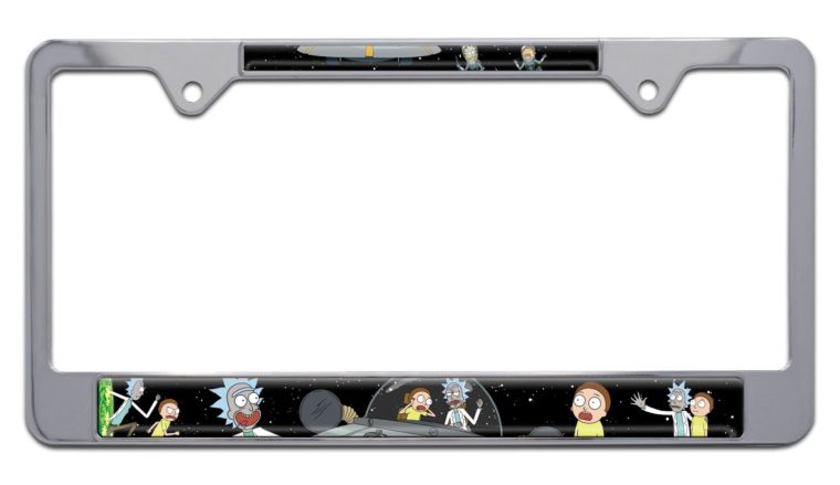 Rick and Morty Space Chrome License Plate Frame