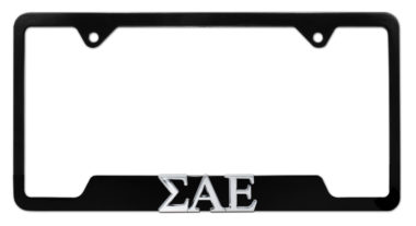 Sigma Alpha Epsilon Black Open License Plate Frame image