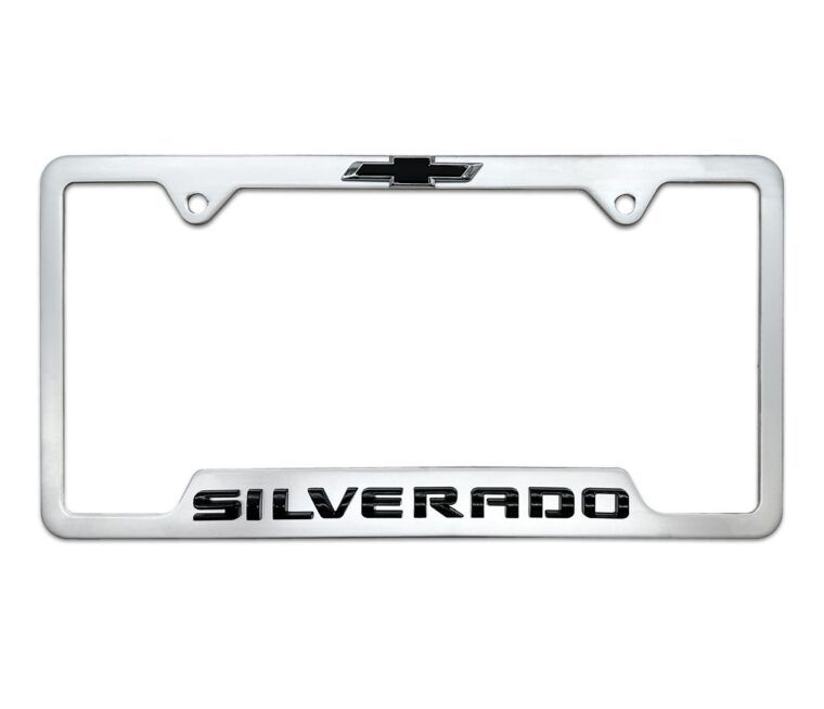 Chevy Black Silverado Brushed Open License Plate Frame