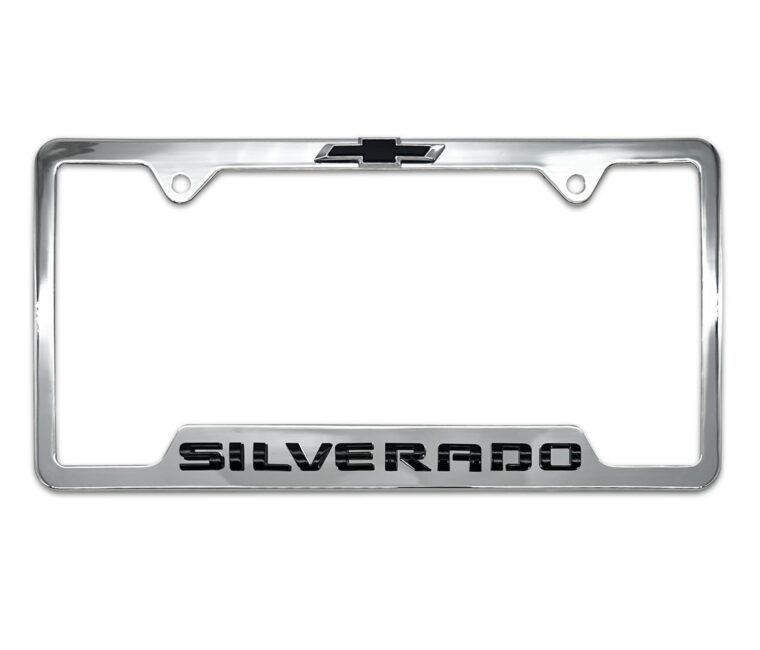 Chevy Black Silverado Chrome Open License Plate Frame