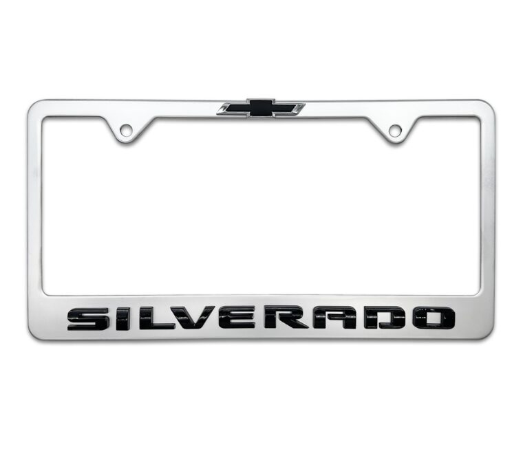 Chevy Black Silverado Brushed License Plate Frame