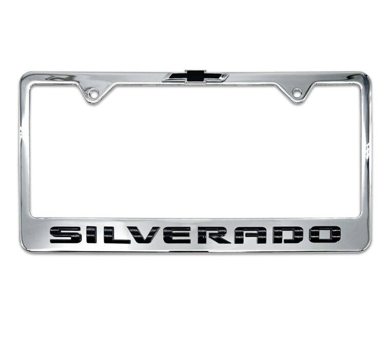 Chevy Black Silverado Chrome License Plate Frame
