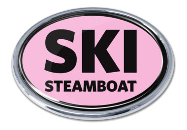 Ski Steamboat Springs Pink Chrome Emblem
