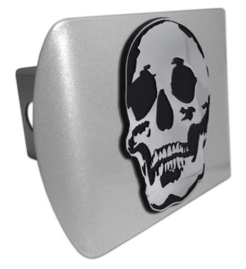Skull Brushed Chrome Hitch Cover