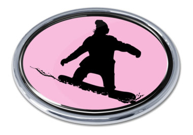 Snowboarding Pink Chrome Emblem