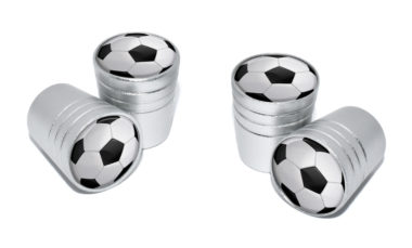 Soccer Ball Valve Stem Caps - Matte Chrome image