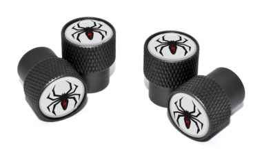 Lightning Spider Valve Stem Caps - Black Knurling