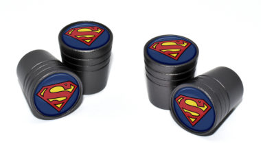 Superman Valve Stem Caps - Black Smooth image