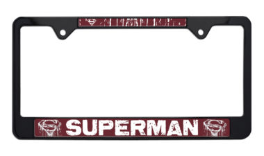Superman Distressed Black License Plate Frame