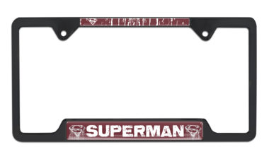 Superman Distressed Open Black License Plate Frame