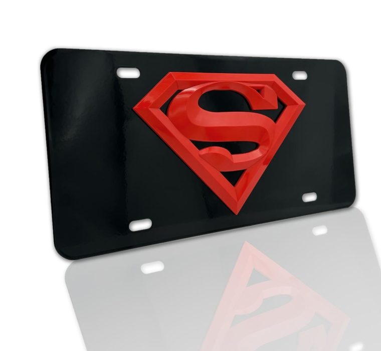 Superman 3D Red / Black License Plate image