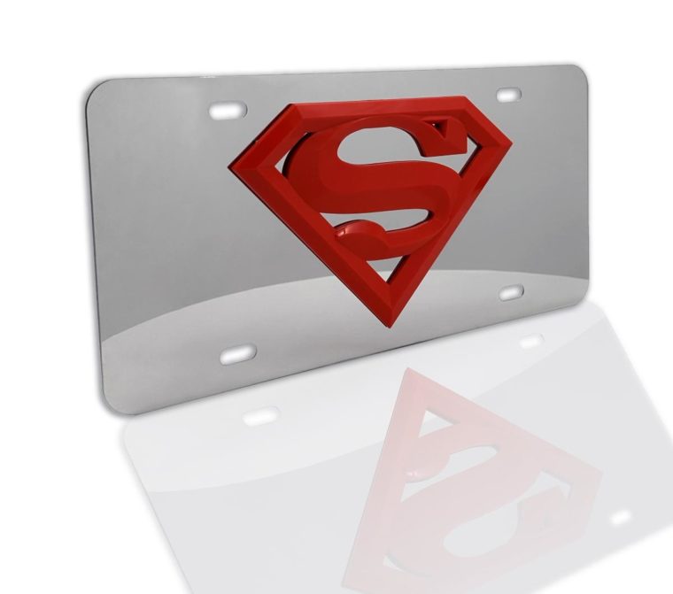 Superman Red / Stainless Steel License Plate