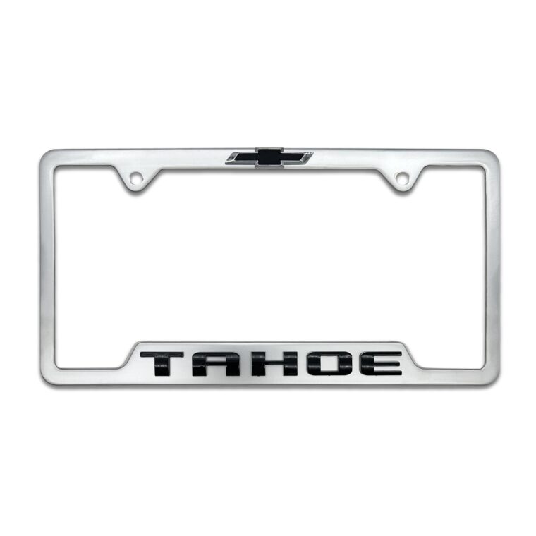 Chevy Black Tahoe Brushed Open License Plate Frame