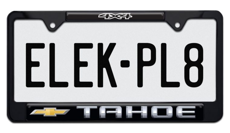 Tahoe 4x4 Standard Black License Plate Frame
