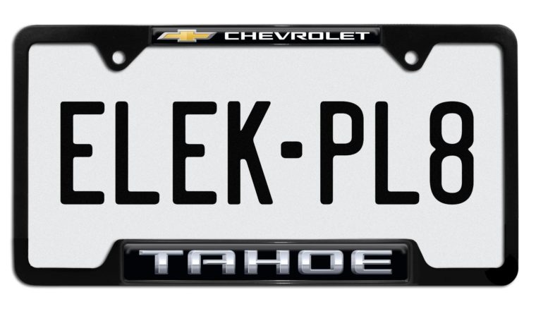 Tahoe Chevy Open Black License Plate Frame