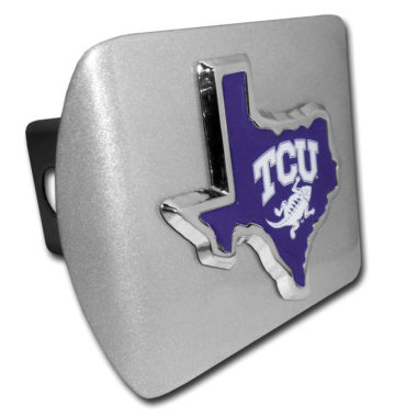 TCU Texas Shape Purple Brushed Hitch Cover