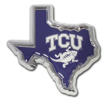 TCU Texas Shape Purple Chrome Emblem