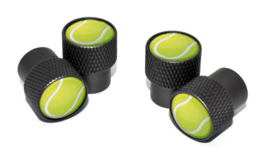 Tennis Ball Valve Stem Caps - Black Knurling