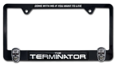 3D Terminator "Come With Me" Black Metal License Plate Frame image